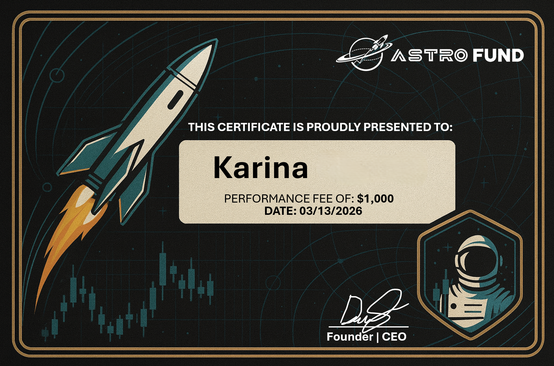 Astrofund payout certificate